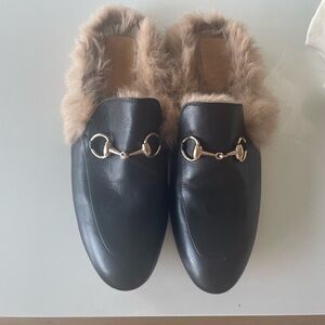 Gucci real fur slides size 39